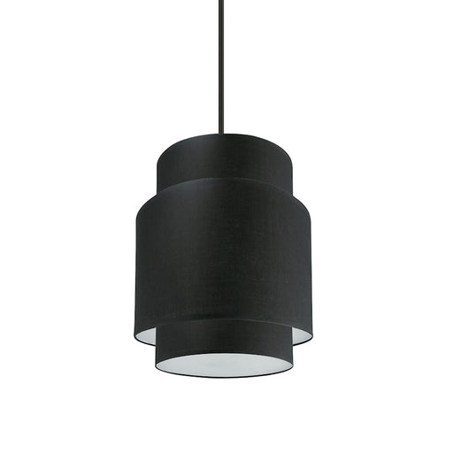 Dainolite Priya 10in 1-Light Pendant | Contemporary Matte Black and Black Fabric HardBack Drum Shade | Kitchen Island & Dining Room | Model PYA-141P-MB-BK