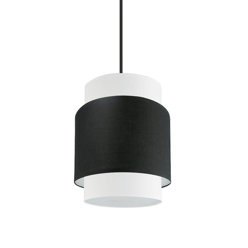Dainolite Priya 10in 1-Light Pendant | Contemporary Matte Black and Black & White Fabric | Kitchen Island & Dining Room | 10 x 10 x | Model PYA-141P-MB-BW