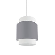 Dainolite Priya 10in 1-Light Pendant | Chrome Grey & White Fabric Drum | Kitchen Island & Dining Room | 10 x 10 x 14 in | Model PYA-141P-PC-GRW