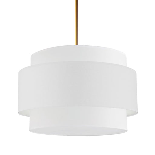 Dainolite Priya 22in 4-Light Chandelier | Contemporary Aged Brass and White Fabric Drum | Dining Room & Living Room | Model PYA-224C-AGB-WH