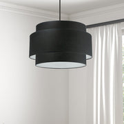 Dainolite Priya 22in 4-Light Chandelier | Contemporary Matte Black and Black Fabric Drum | Dining Room & Living Room | Model PYA-224C-MB-BK
