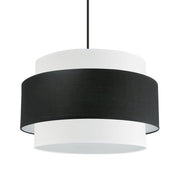 Dainolite Priya 22in 4-Light Chandelier | Contemporary Matte Black and Black & White Fabric Shade | Dining Room & Living Room | Model PYA-224C-MB-BW
