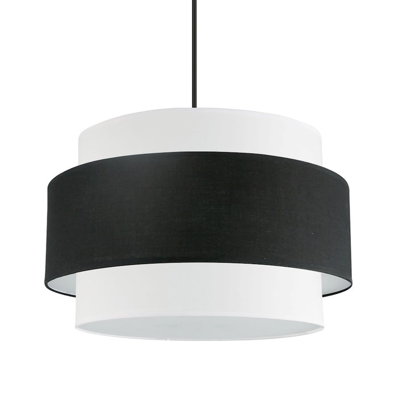 Dainolite Priya 22in 4-Light Chandelier | Contemporary Matte Black and Black & White Fabric Shade | Dining Room & Living Room | Model PYA-224C-MB-BW