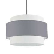 Dainolite Priya 22in 4-Light Chandelier | Contemporary Polished Chrome and Grey & White Fabric Shade | Living Room & Dining Room | Model PYA-224C-PC-GRW
