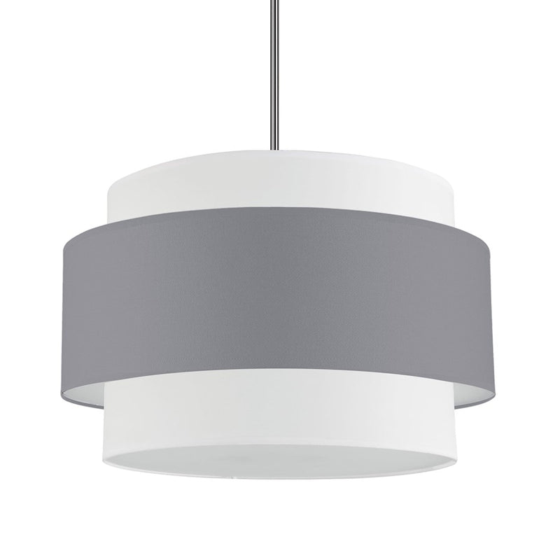 Dainolite Priya 22in 4-Light Chandelier | Contemporary Polished Chrome and Grey & White Fabric Shade | Living Room & Dining Room | Model PYA-224C-PC-GRW