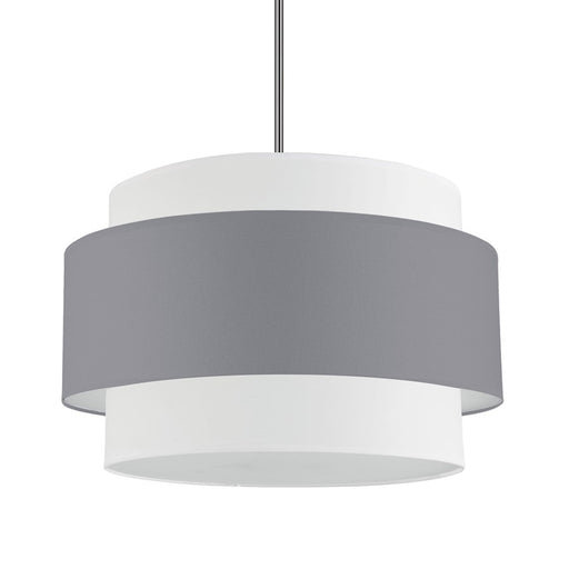 Dainolite Priya 22in 4-Light Chandelier | Contemporary Polished Chrome and Grey & White Fabric Shade | Living Room & Dining Room | Model PYA-224C-PC-GRW