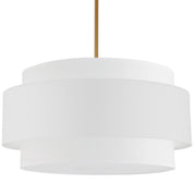 Dainolite Priya 30in 4-Light Pendant | Contemporary Aged Brass and White Fabric Shade | Dining Room & Living Room | Model PYA-304C-AGB-WH