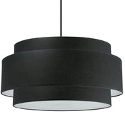 Dainolite Priya 30in 4-Light Chandelier | Contemporary Matte Black and Black Fabric Drum Shade | Dining Room & Living Room | Model PYA-304C-MB-BK