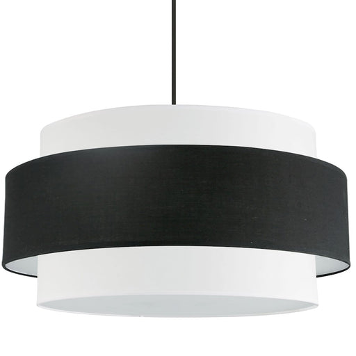 Dainolite Priya 30in 4-Light Chandelier | Contemporary Matte Black and Black & White Fabric Drum Shade | Dining Room & Living | Model PYA-304C-MB-BW
