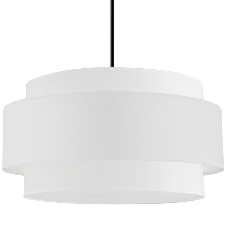 Dainolite Priya 30in 4-Light Pendant | Contemporary Matte Black and White Fabric Drum Shade | Dining Room & Living Room | Model PYA-304C-MB-WH