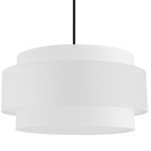 Dainolite Priya 30in 4-Light Pendant | Contemporary Matte Black and White Fabric Drum Shade | Dining Room & Living Room | Model PYA-304C-MB-WH