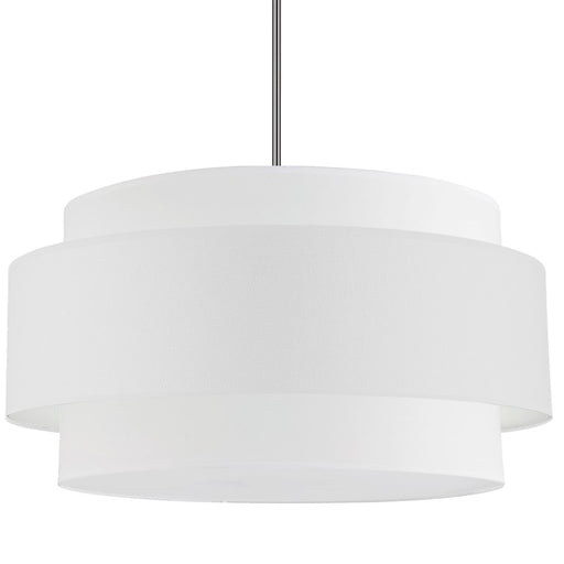 Dainolite Priya 30in 4-Light Pendant | Contemporary Polished Chrome and White Fabric Drum Shade | Dining Room & Living Room | Model PYA-304C-PC-WH