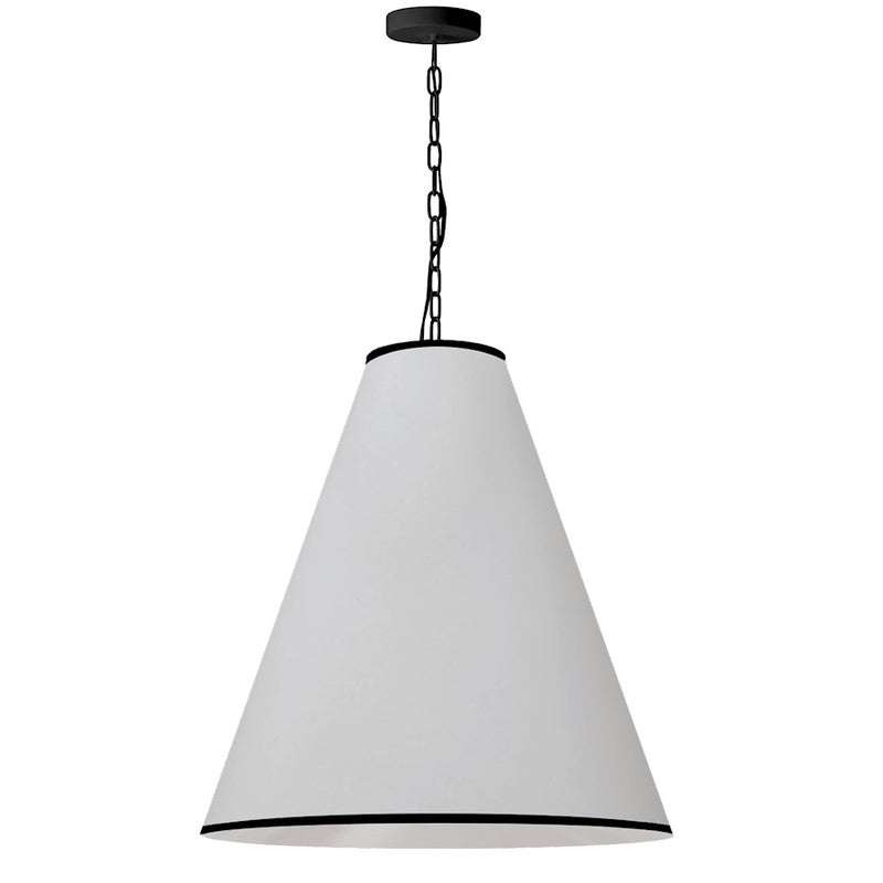 Dainolite Prym 26in 1-Light Pendant | Transitional Matte Black and White Fabric | Dining Room & Living Room | 26 x 26 x 24 in | Model PYM-L-MB-BW