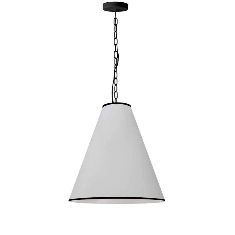 Dainolite Prym 20in 1-Light Pendant | Transitional Matte Black and White Fabric | Kitchen Island & Dining Room | 20 x 20 x 18 in | Model PYM-M-MB-BW