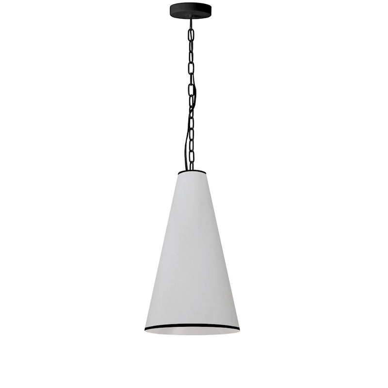 Dainolite Prym 12in 1-Light Pendant | Transitional Matte Black and White Fabric | Kitchen Island & Dining Room | 12 x 12 x 18 in | Model PYM-S-MB-BW