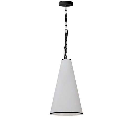 Dainolite Prym 12in 1-Light Pendant | Transitional Matte Black and White Fabric | Kitchen Island & Dining Room | 12 x 12 x 18 in | Model PYM-S-MB-BW