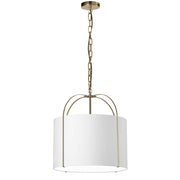 Dainolite Quincy 18in 1-Light Pendant | Contemporary Gold and White Fabric | Kitchen & Dining Room | 18 x 18 x 16.5 in | Model QCY-181P-GLD-WH