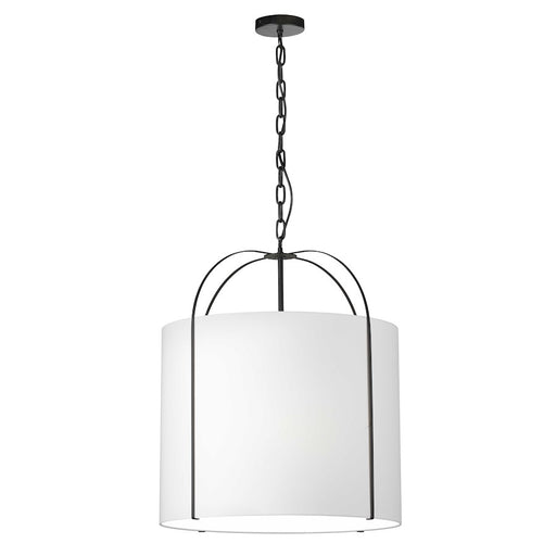 Dainolite Quincy 22in 3-Light Pendant | Contemporary Matte Black and White Fabric | Kitchen & Dining Room | 22 x 22 x 25.5 in | Model QCY-221P-BK-WH