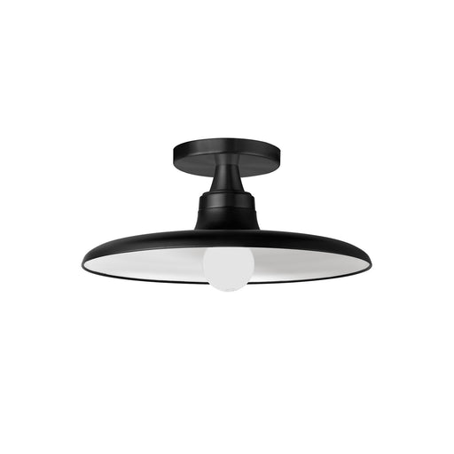 Dainolite Quentin 12in 1-Light Flush Mount | Contemporary Matte Black Metal Shade | Living Room, Bedroom & Bathroom Ceiling Light | Model QTN-121SF-MB