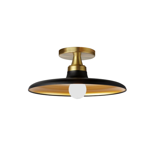 Dainolite Quentin 12in 1-Light Flush Mount | Contemporary Aged Brass Metal Shade | Living Room & Bedroom Ceiling Light | 12 x 12 | Model QTN-121SF-MB-AGB