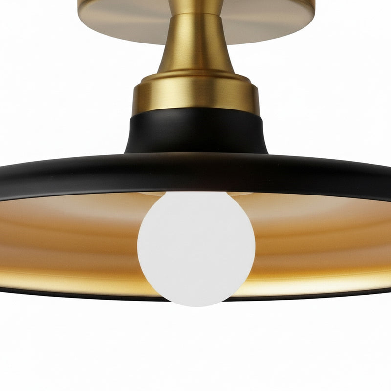 Dainolite Quentin 12in 1-Light Flush Mount | Contemporary Aged Brass Metal Shade | Living Room & Bedroom Ceiling Light | 12 x 12 | Model QTN-121SF-MB-AGB