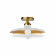 Dainolite Quentin 12in 1-Light Flush Mount | Contemporary Aged Brass and Matte White Gold Metal Shade | Living Room, Bedroom & | Model QTN-121SF-MW-AGB