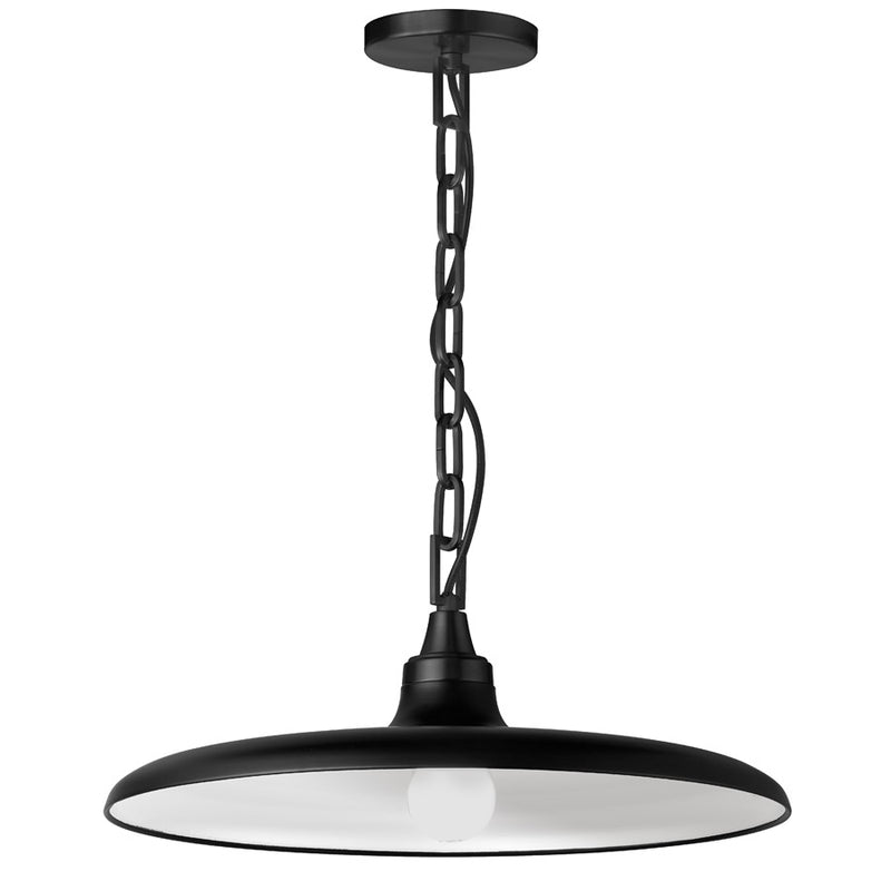Dainolite Quentin 18in 1-Light Pendant | Contemporary Matte Black Metal Shade | Kitchen Island & Dining Room | 18 x 18 x 7 in | Model QTN-181P-MB