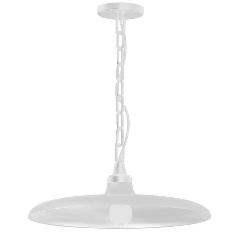 Dainolite Quentin 18in 1-Light Pendant | Contemporary Matte White Metal Shade | Kitchen Island & Dining Room | 18 x 18 x 7 in | Model QTN-181P-MW