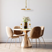 Dainolite Quentin 18in 1-Light Pendant | Contemporary Matte White and Aged Brass Metal | Kitchen Island & Dining Room | Model QTN-181P-MW-AGB