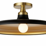 Dainolite Quentin 18in 1-Light Flush Mount | Contemporary Matte Black and Aged Brass Gold Metal Shade | Bedroom, Bathroom & | Model QTN-181SF-MB-AGB