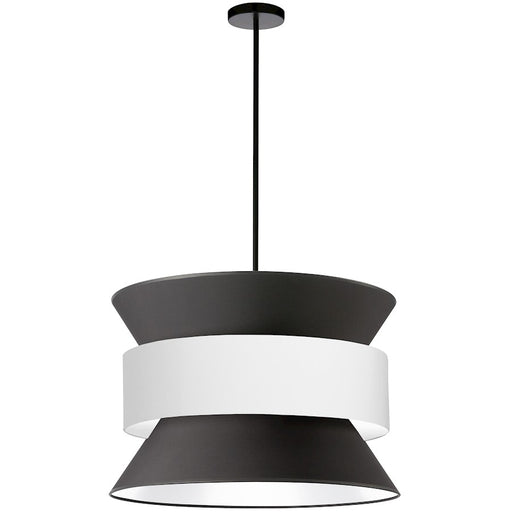 Dainolite Questa 24in 4-Light Pendant | Transitional Black Fabric and Matte Black Metal | Living Room & Dining Room | Model QUA-244P-BK-WH