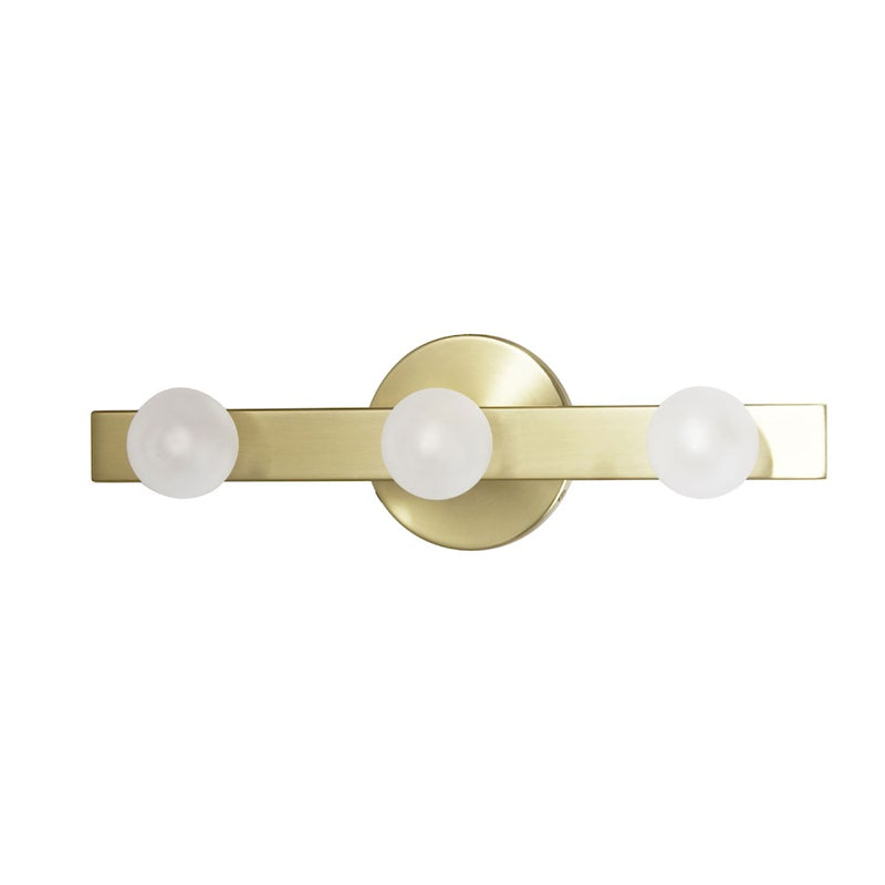 Dainolite Raleigh 16in 3-Light Vanity Light | Modern Aged Brass and White Glass | Bathroom & Powder Room | 16 x 4.5 x 4.75 in | Model RAL-163W-AGB