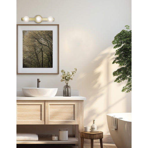 Dainolite Raleigh 3 Light Bath/Vanity, Aged Brass/White