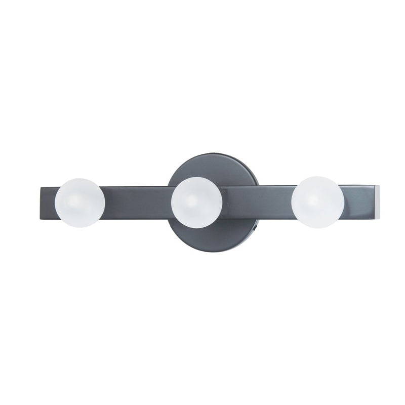 Dainolite Raleigh 16in 3-Light Vanity Light | Modern Matte Black and White Glass | Bathroom & Powder Room | 16 x 4.5 x 4.75 in | Model RAL-163W-MB