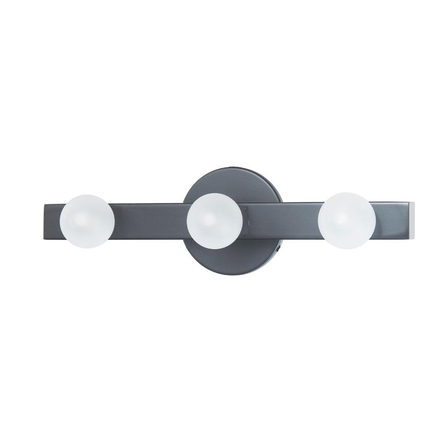 Dainolite Raleigh 3 Light Bath/Vanity, Matte Black/White