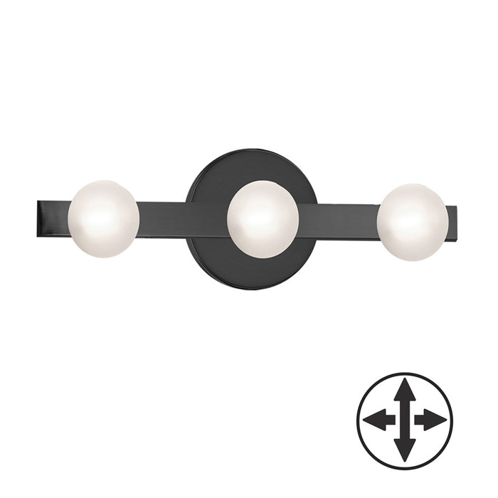 Dainolite Raleigh 3 Light Bath/Vanity, Matte Black/White