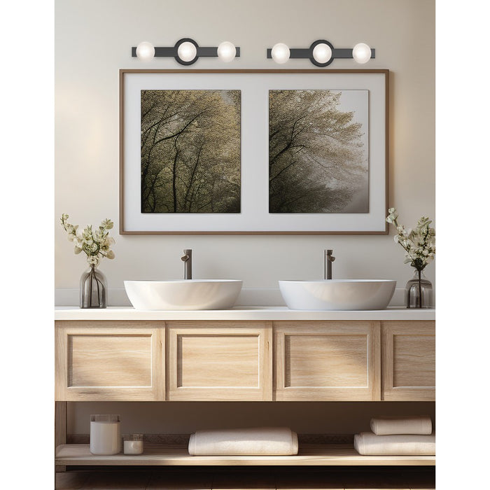 Dainolite Raleigh 3 Light Bath/Vanity, Matte Black/White