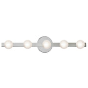 Dainolite Raleigh 27in 5-Light Vanity Light | Modern Polished Chrome and White Glass | Bathroom Vanity | 4.5 x 27.25 x 4.75 in | Model RAL-275W-PC