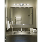 Dainolite Raleigh 27in 5-Light Vanity Light | Modern Polished Chrome and White Glass | Bathroom Vanity | 4.5 x 27.25 x 4.75 in | Model RAL-275W-PC