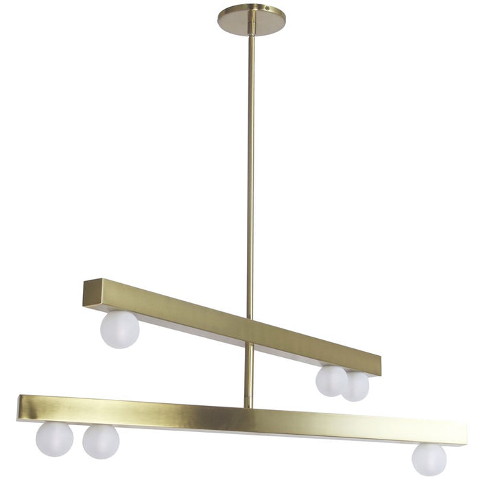 Dainolite Raleigh 6 Light Chandelier, Aged Brass/White