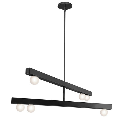 Dainolite Raleigh 6 Light Chandelier, Matte Black/White