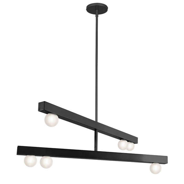 Dainolite Raleigh 6 Light Chandelier, Matte Black/White
