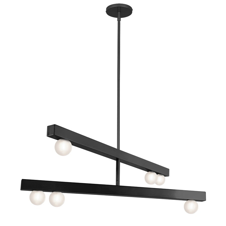 Dainolite Raleigh 6 Light Chandelier, Matte Black/White