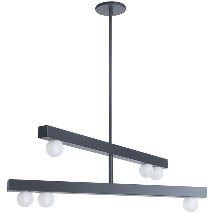 Dainolite Raleigh 6 Light Chandelier, Matte Black/White