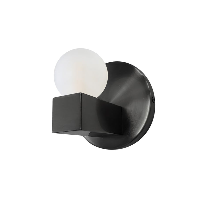 Dainolite Raleigh 1-Light Vanity Light | Modern Matte Black and White Glass | Bathroom & Powder Room | 3 x 3 x 4 in | Model RAL-41W-MB