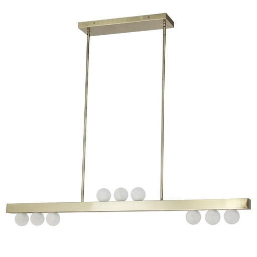 Dainolite Raleigh 42in 9-Light Linear Pendant | Modern Aged Brass and White Glass | Kitchen Island & Dining Room | 42 x 2 x 6 in | Model RAL-429HP-AGB