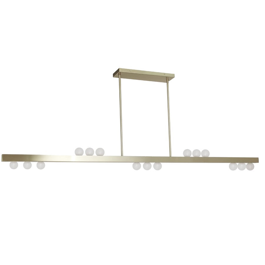 Dainolite Raleigh 15 Light Linear Pendant, Aged Brass/White