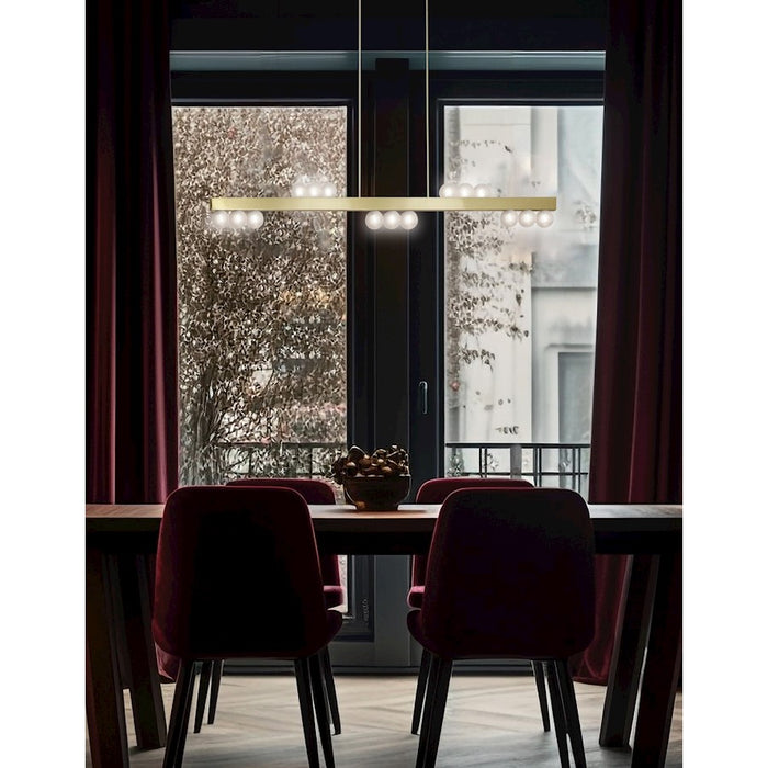 Dainolite Raleigh 15 Light Linear Pendant, Aged Brass/White