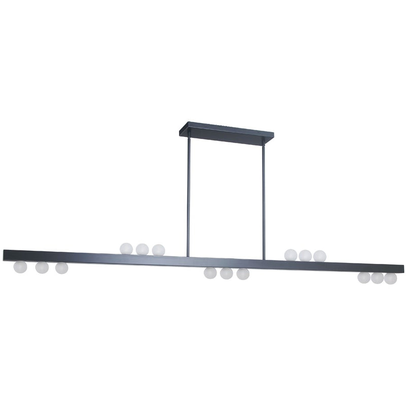 Dainolite Raleigh 15 Light Linear Pendant, Matte Black/White