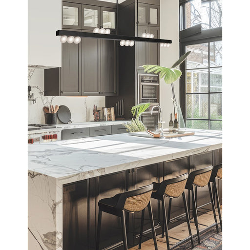 Dainolite Raleigh 15 Light Linear Pendant, Matte Black/White